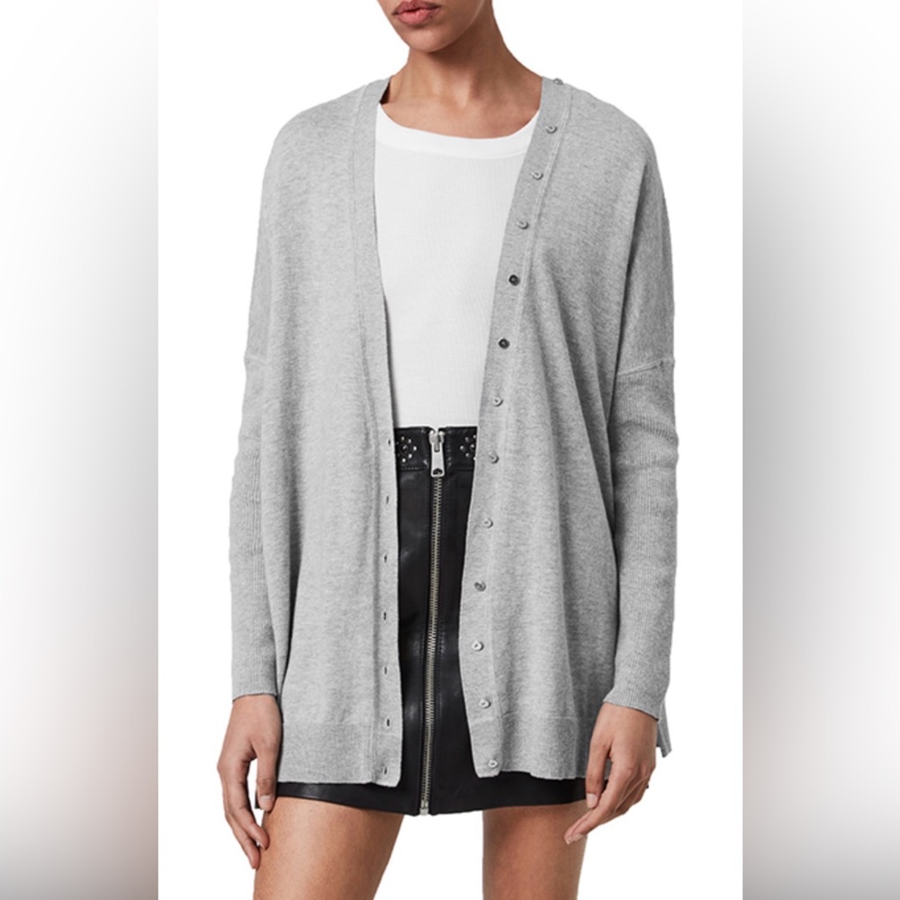 All Saints Light Gray Women's Afelia Cardigan. Small